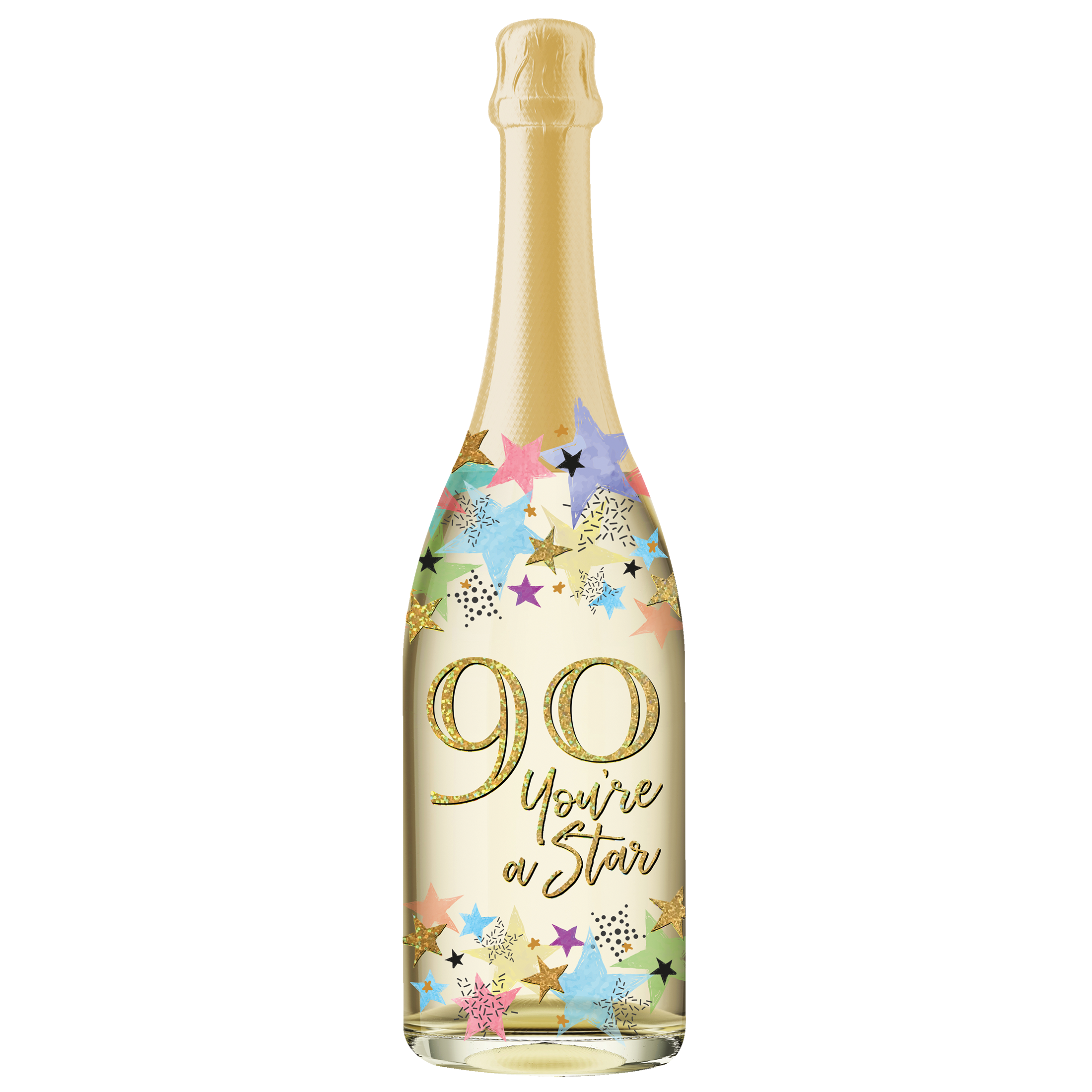 90 you're a star Birthday Champagne sound Card
